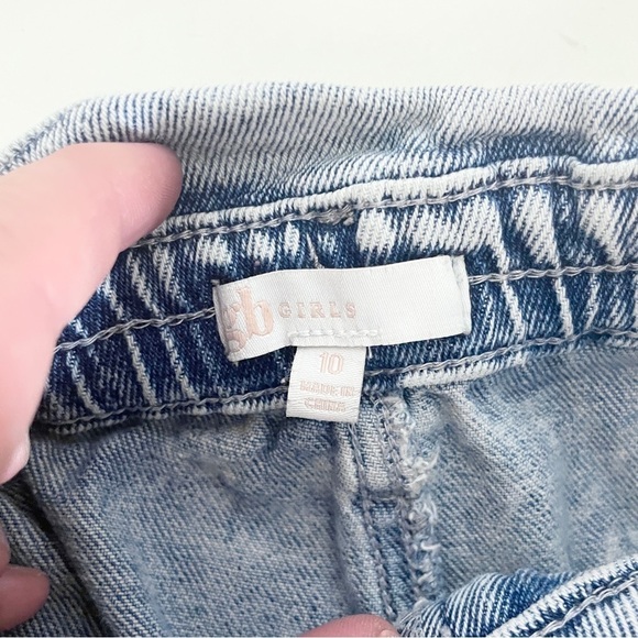 EUC GB Girls Size 10 Girls Denim Shorts Cuffed Acid Wash Retro Pleated - Picture 4 of 9